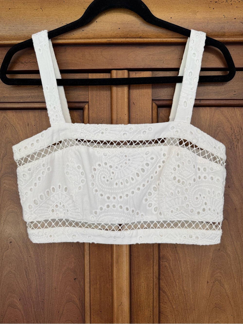 Wayf White Eyelet Cropped Top